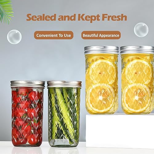 Miniatura 6 de Recipiente de almacenamiento de vidrio transparente de 12 onzas líquidas con tapa hermética, paquete de 4 recipientes decorativos para ensalada,