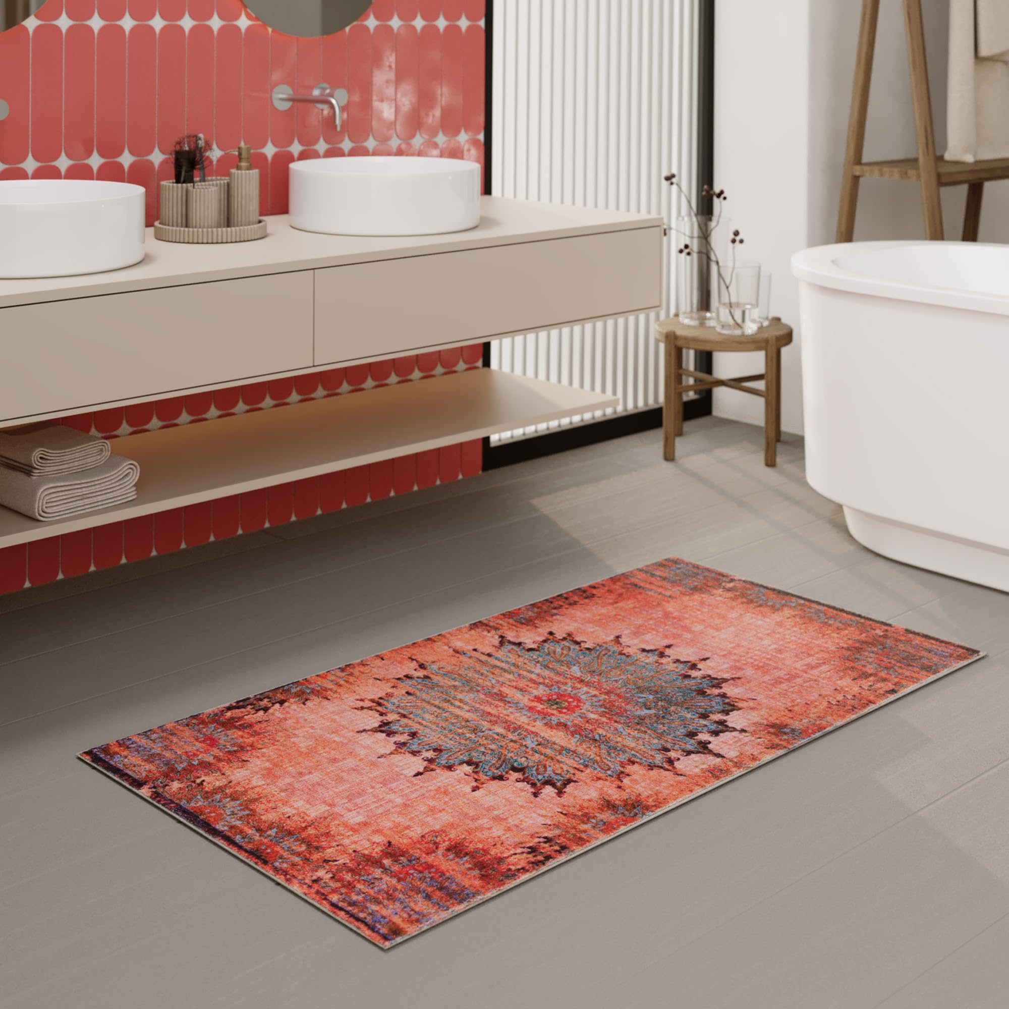 Ensemble De Luxe Porthault Vintage – Tapis Et Drap De Bain 100% Coton Brodé Main