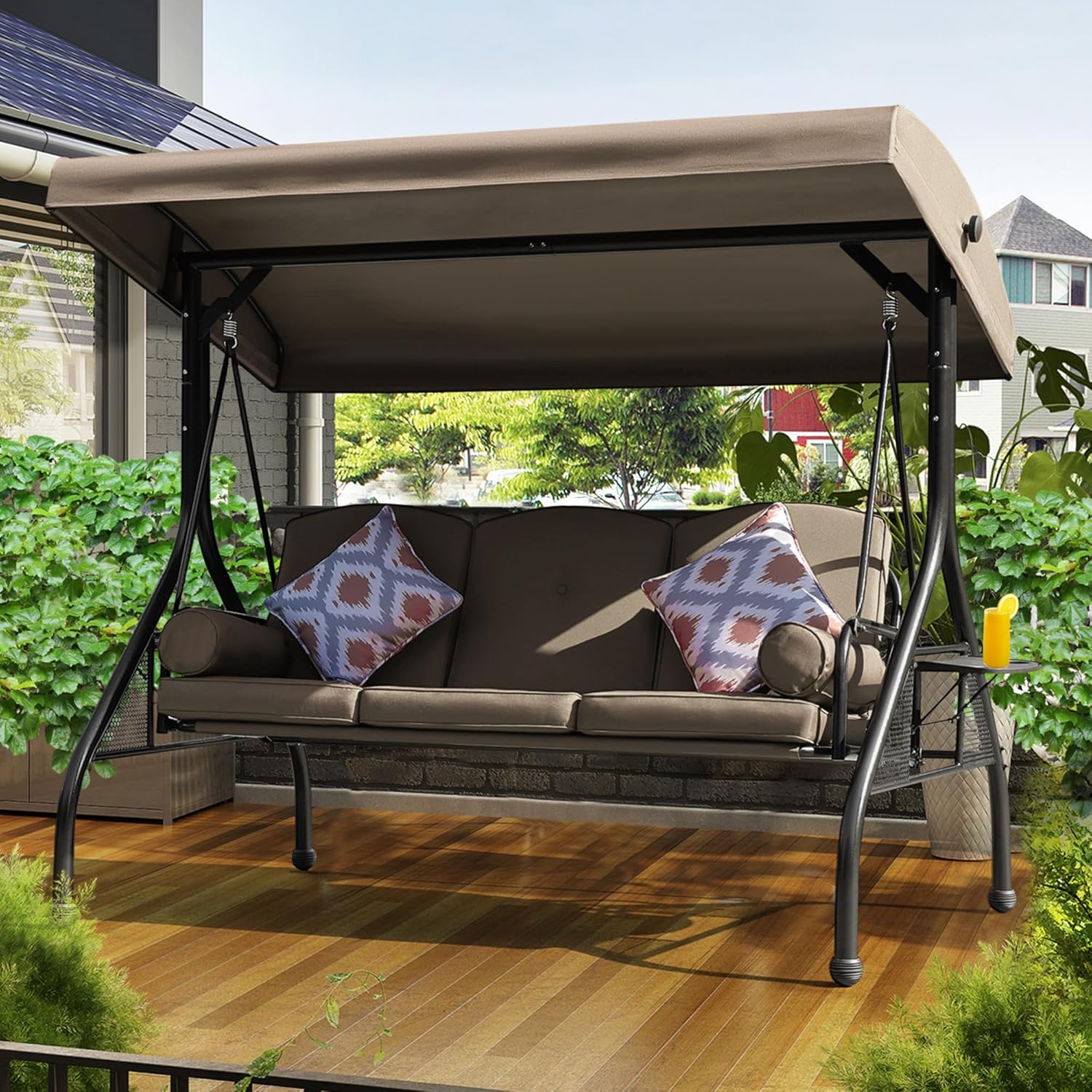 Outdoor Patio Swing Bed with Adjustable Canopy and Oman Ubuy