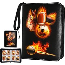 Sports Card Binder, Trading Card Binder 4 Pocket with 50 Sleeves Fits 400 Sport Cards, Sports Card Holder Binder with Zipper, Football Baseball Basketball Hockey Card Collection Storage Album