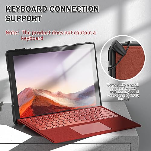 Miniatura 6 de BRAECNstock Microsoft Surface Pro 7 PlusPro 7654 Funda de 12.3 pulgadas con correa de mano, funda protectora a prueba de golpes MS Pro 7+7654 con