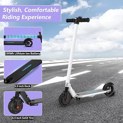 Vista 27 de Caroma Electric Scooter for Kids Ages 6-14, 250W Motor Foldable Kids Electric Scooter,160 Mins Ride Time & 3 Speeds (6/10/15 Mph), LED Display &