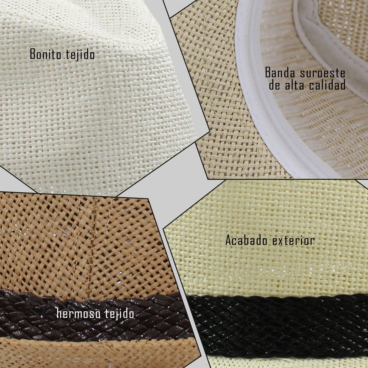 Sombrero Paja de Papel Hombre Mujer Gorra Panamá Verano Playa de ala Corta Moda Unisex 57/58CM