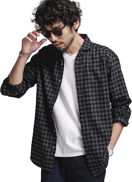 Amazon ナノユニバース ドレスネル ミニブロックチェック シャツ 長袖 メンズ M パターン2 シャツ 通販