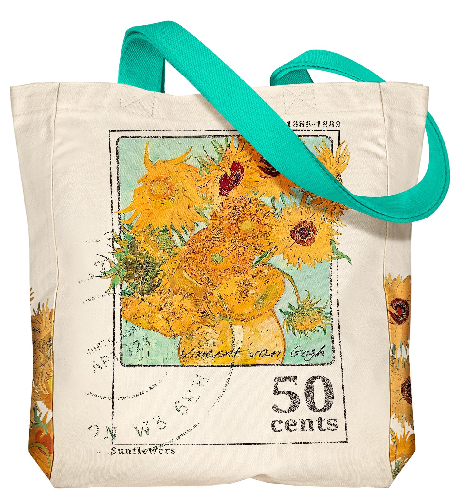 Miss Adola Aesthetic Heavy Canvas Tote Bag - with Pocket for Women Large Size 14''×16''×3.5'' Cloth Cotton Bags for Shopping