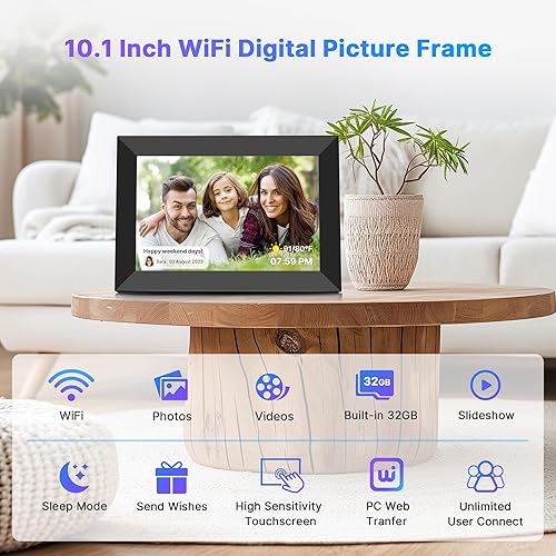 Miniatura 8 de Uhale - Marco de fotos digital de 32 GB de almacenamiento de 10.1 pulgadas, WiFi, marcos de fotos electrónicos, ranura para tarjeta SD, pantalla