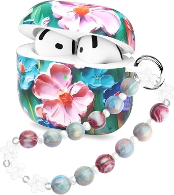 Case for AirPods 5 and AirPods 4 with Cute Lanyard Flower Green