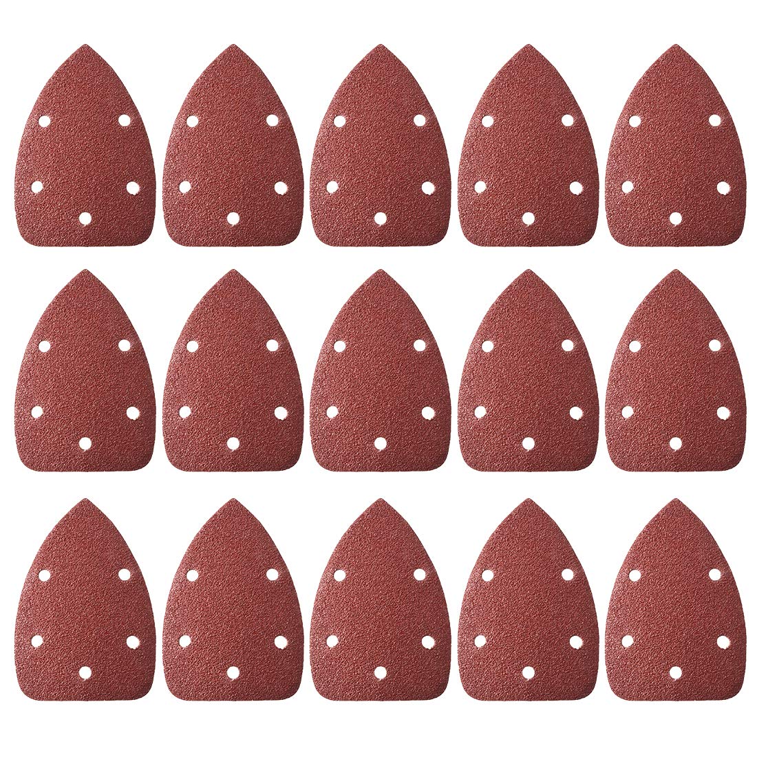 uxcell Detail Sander Sandpaper, Triangular Sanding Paper, Hook and Loop Sanding Pads, Triangle Oscillating Multi Tool, 40 Grits 5 Holes, 15pcs