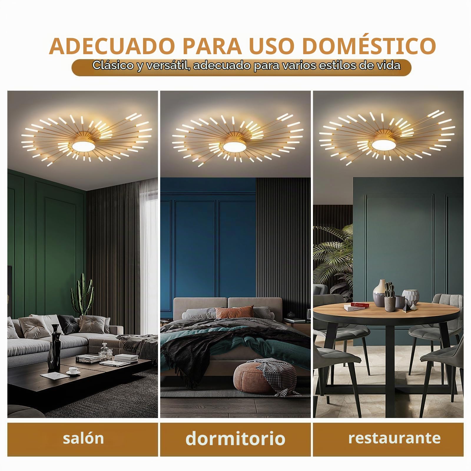 Lampara Techo Led Moderna, 42+1 Cabezales Ceiling Light Regulable,LáMparas Doradas,lampara Techo Habitacion,candeeiro Teto Sala,lamparas De Comedor,3000K-6000K Con Control Remoto