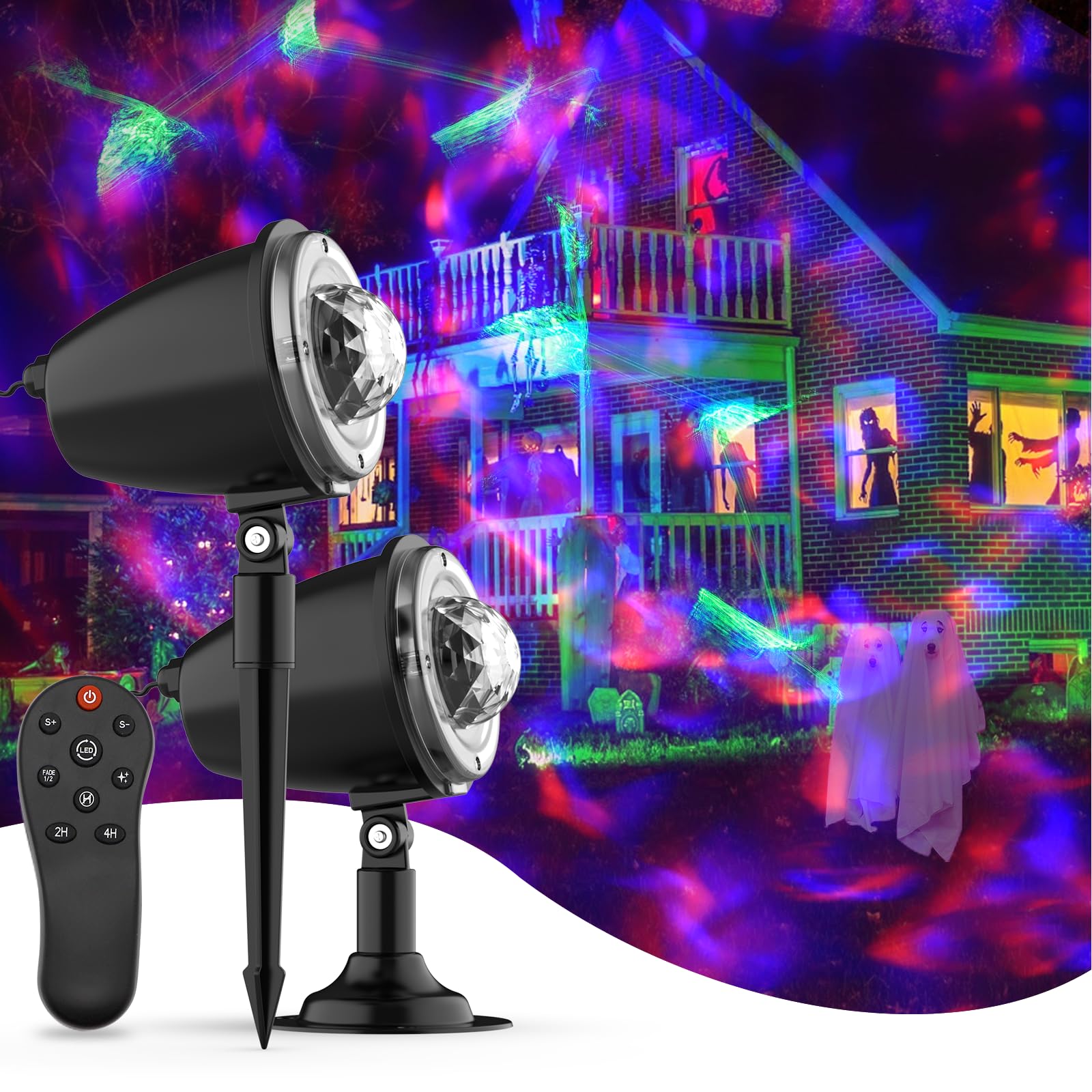 FLITIChristmas Lights Projector Outdoor,Water Wave Aurora Holiday Spotlight with Remote Control,Waterproof LED Landscape Light for Party Garden Yard Landscape Wall Tree Decoration