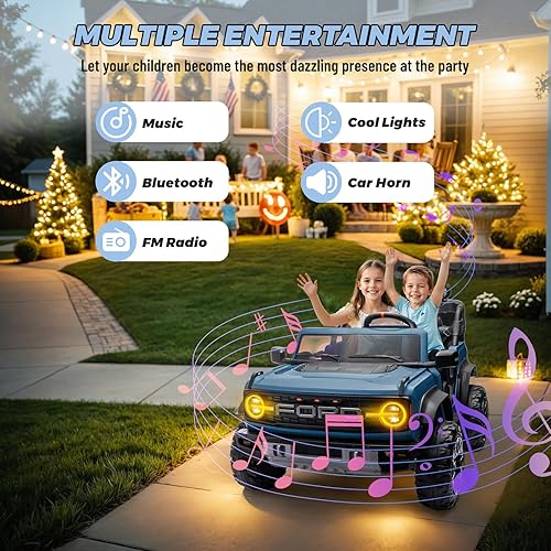 Miniatura 5 de ENYOPRO Auto de 2 plazas para niños, 24 V con licencia Ford Bronco Raptor Electric Power Ride On Truck Toy con control remoto, 4 ruedas de absorción