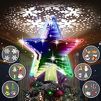 Vista 15 de Decoración para árbol de Navidad iluminada con 6 patrones proyectados, estrella de Navidad con luces giratorias LED integradas, proyector