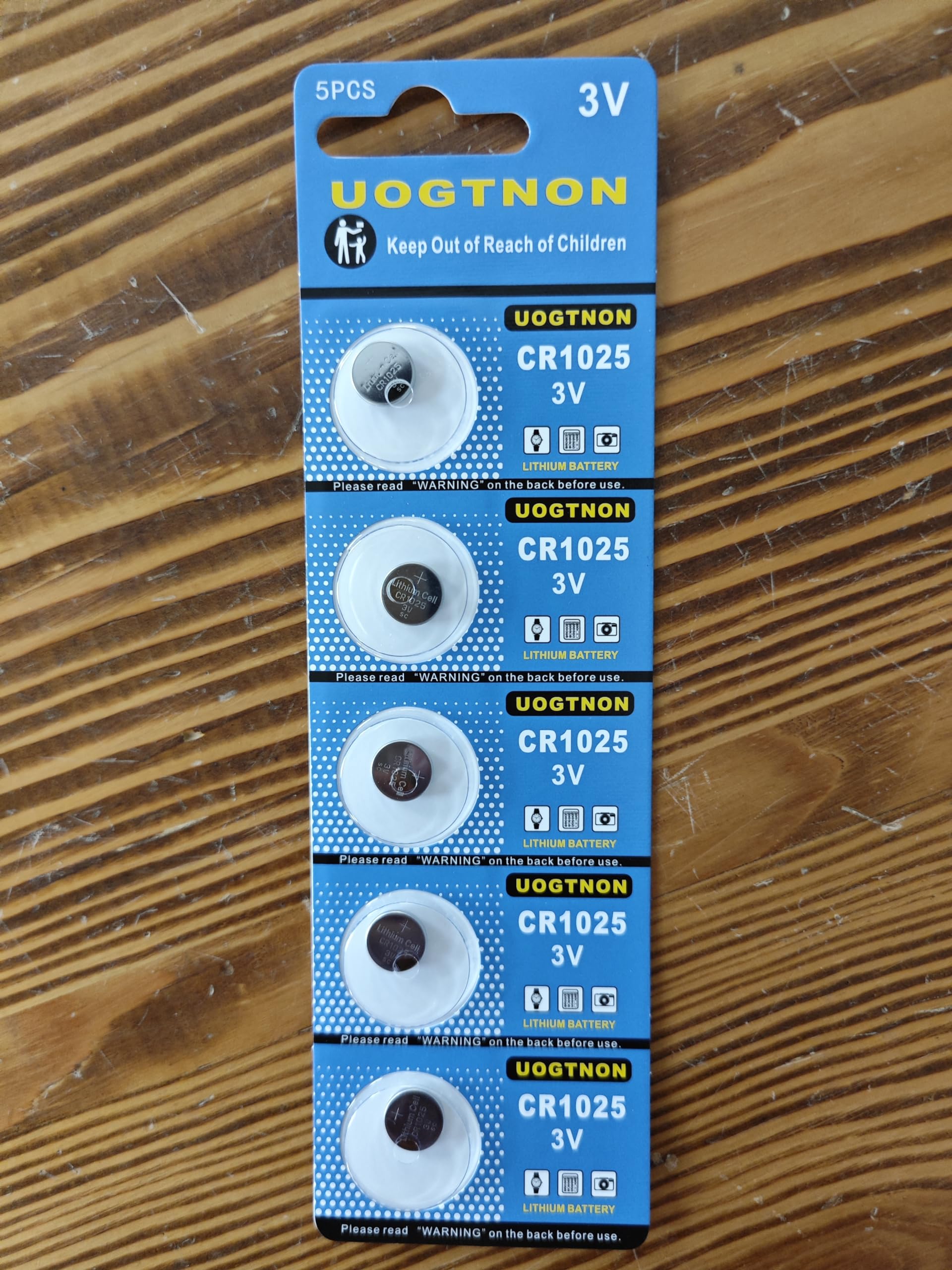 UOGTNON CR1025 3V Lithium Battery (5 - Pack)