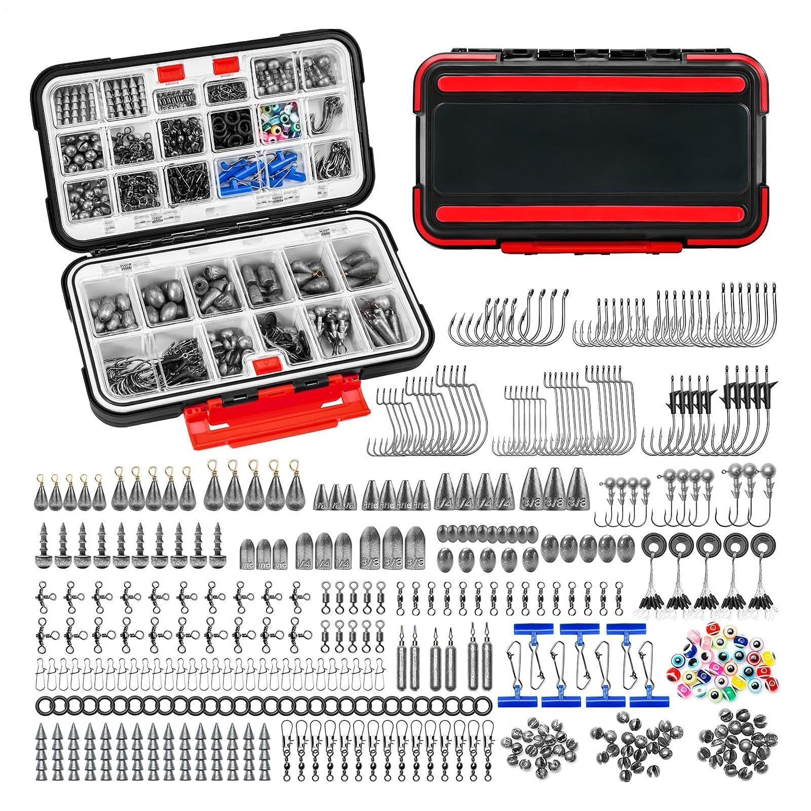 Kit Da Pesca Set di Attrezzi per il Bass | Kit Di Ami Ed Esche Artificiali Per Pesce Gatto Bass Trota Crappie E Acqua Salata In Kayak Outdoor E Campeggio E Backpacking