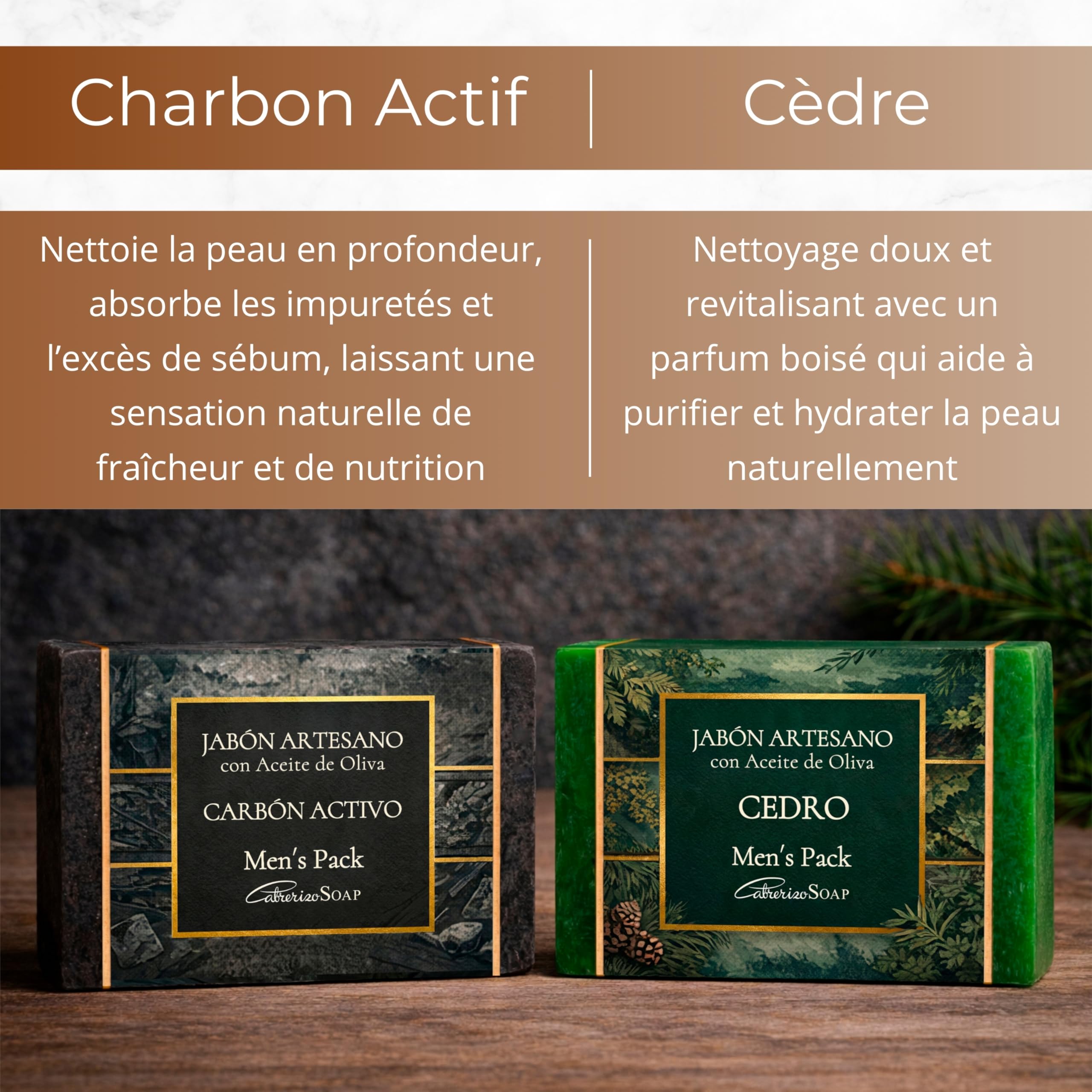 Savons artisanaux avec parfum homme – Savon solide 4x125 g – Idee cadeau homme original pour anniversaire et occasions spéciales, idéal pour la routine quotidienne visage