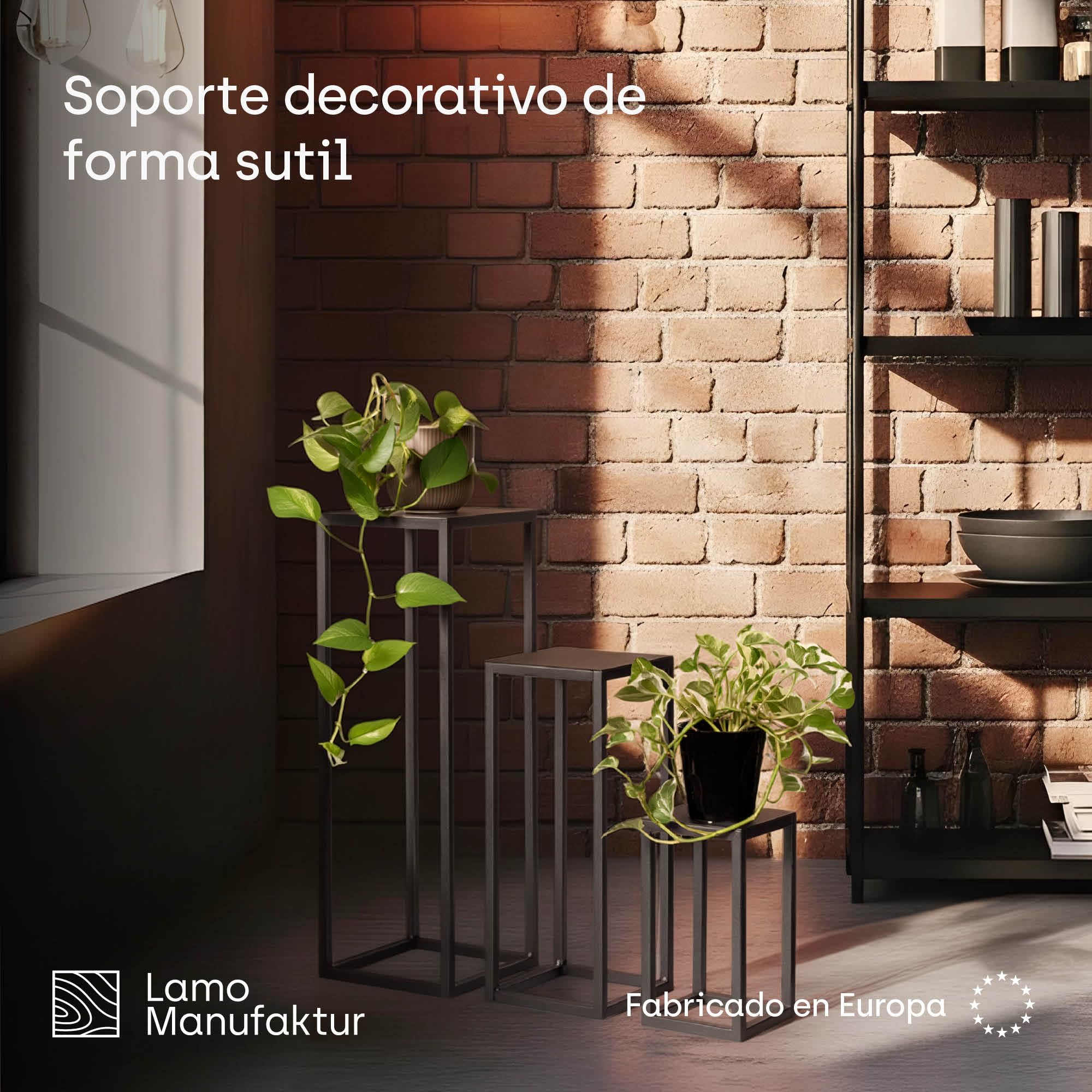 LAMO Manufaktur Juego de 3 soportes para plantas 28/48/68 cm - Estantes blancos de metal | Soportes macetas interior, estanterías para plantas | Pedestales decorativos de esculturas, decoración
