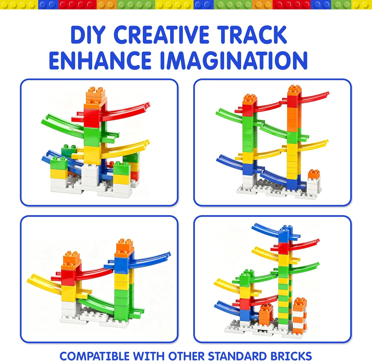 DIY Building Blocks Car Ramp Race Track Toy for Boys Ages 3+, STEM Gift