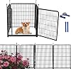 32 inH Garden Fence, 4 Panels Total 8.9 FtL, 21 in Wide Low Threshold Gate, Temporary Fence for Dogs Outdoor, Fencing for Garden Beds, Heavy Duty Metal Dog Fences, Animal Barrier Fences