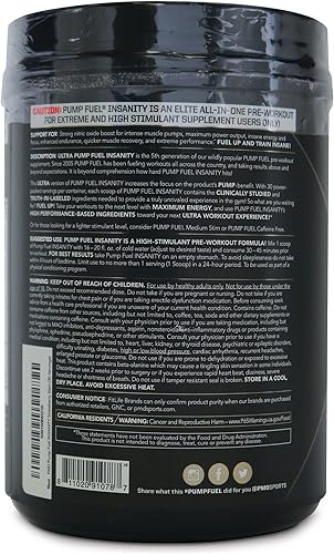 Miniatura 3 de PMD Sports Ultra Pump Fuel Insanity - Mezcla de bebidas antes del entrenamiento para energía, fuerza, resistencia, recuperación, carbohidratos