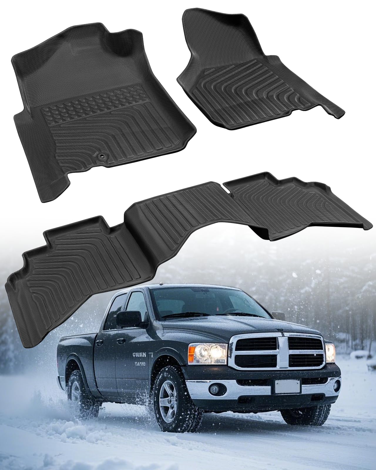 Car Floor Mats for Dodge Ram Ram 1500 2002-2008 Crew Cab Quad Cab Ram 2500 3500 2003-2009 Crew