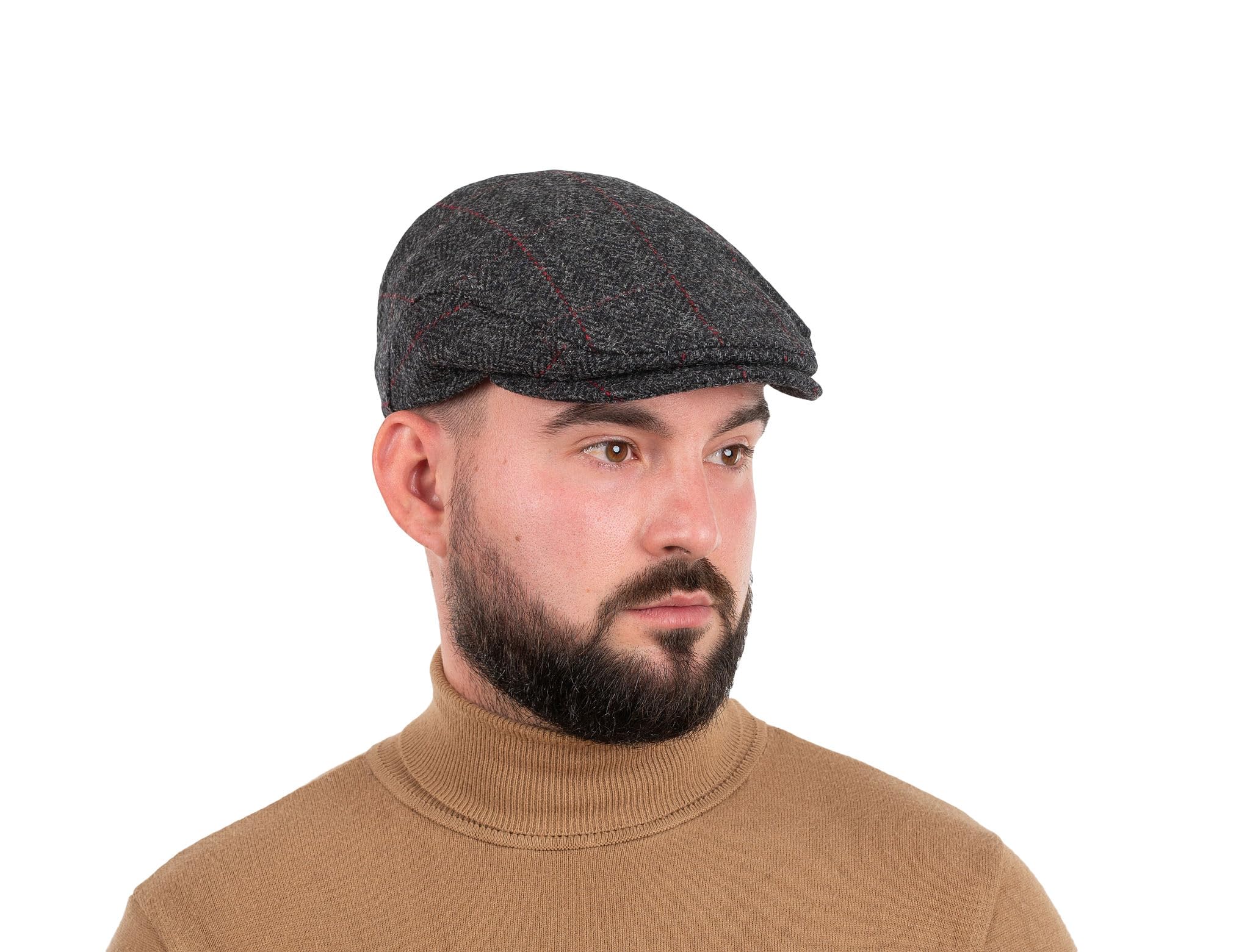 Mucros Weavers Irish Trinity płaska czapka z daszkiem dla mężczyzn, Col 31 (Charcoal Herringbone), M