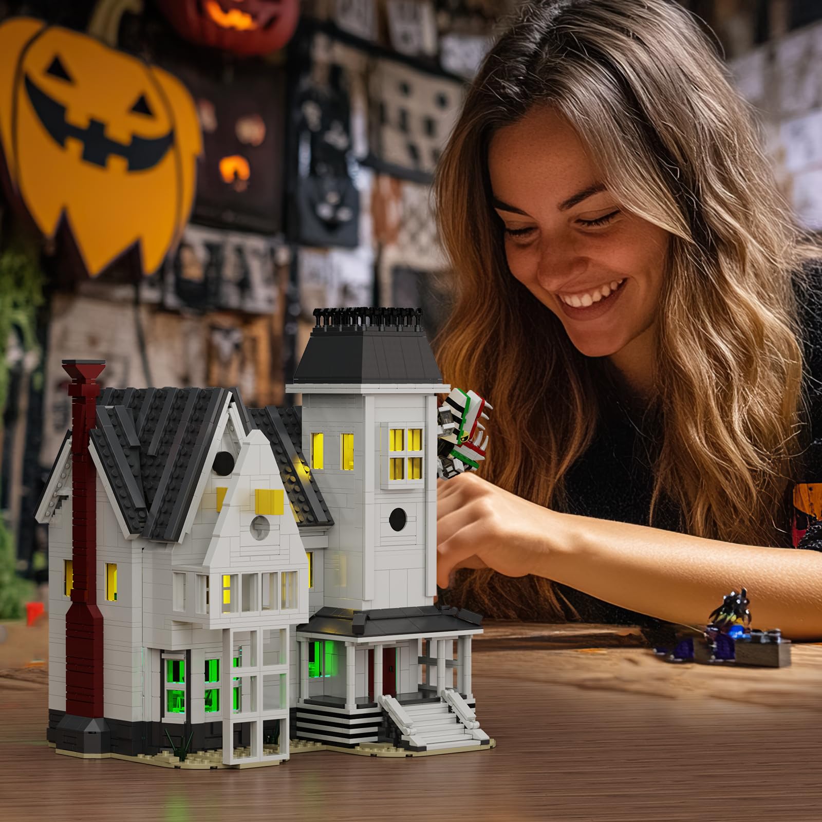 Beetle House - Juego de bloques de construcción de Halloween, Betelgeuse Sandworm, monstruo, película de terror, juguetes compatibles con Lego, decoración de cumpleaños, regalo coleccionable para