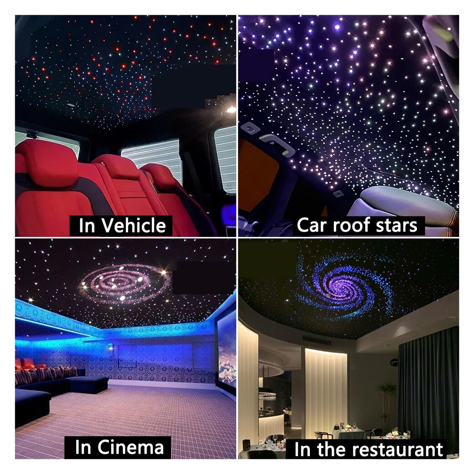 DELURA 20W RGBW Coche De Doble Cabeza Cielo Estrellado Control De Música Coche Techo Estrella Fibra Óptica Estrella Techo Kit Luz De Fibra Óptica Ampliamente Utilizado (Size : LED Engine NO Fiber)