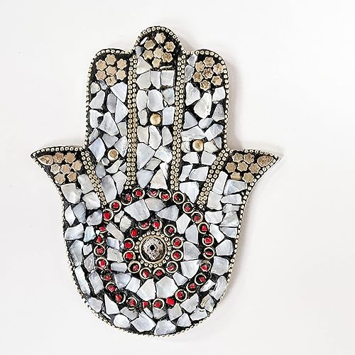 Pearl - Soporte para incienso de mano Hamsa - Piedras de mosaico