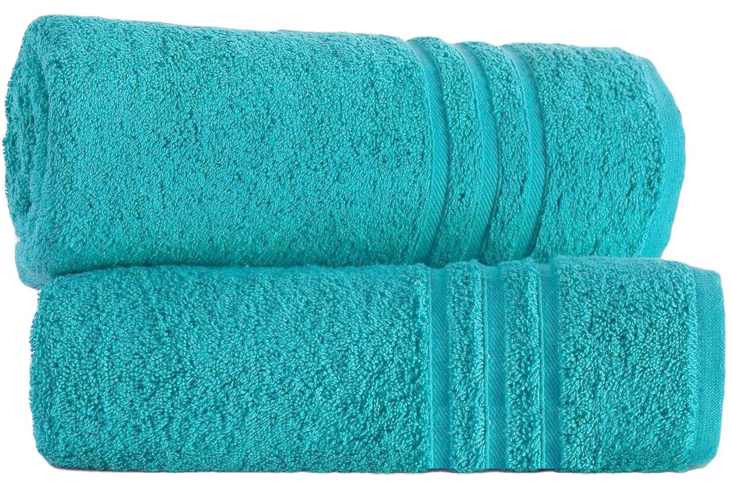 Loomtrove Teal/Turquoise Pack Of 2 Large Jumbo Bath Sheets 500 Gsm 100% Egyptian Cotton Big Bath Towels Super Absorbent Soft Hotel Quality Xl Bathroom Towel Set ()