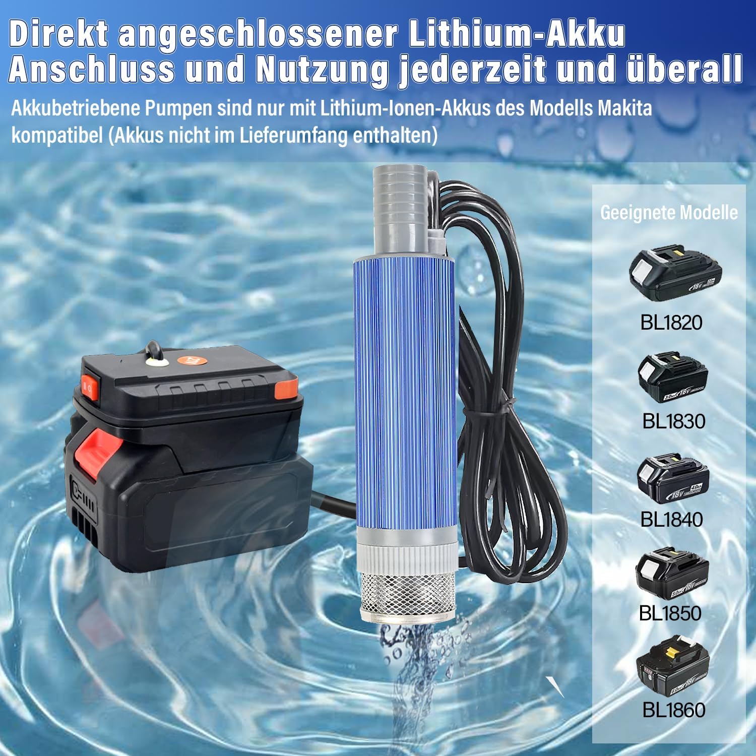 TIHOOK 38mm Submersible Water Pump for Makita BL 18V Battery, 100W Diesel Pump with Filter Mesh, for Vehicle & Marine Boat 5 81YJElpGdpL. AC SL1500