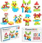 PicassoTiles 108pcs 1” Magnetic Puzzle Cubes Magnet Toys Preschool Construction Building Block Set Sensory Toy Early Education STEM Learning Come with Ideabook for Children Age 3+ Boy Girl PMC108