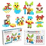 PicassoTiles 102pcs Pixel Magnetic Puzzle Cube 1 Pixel Mix & Match Toys with Ideabook STEM Education Learning Building Block Magnets Construction ToySet Stacking Creative Kit for Kids Age 3+ PMC102