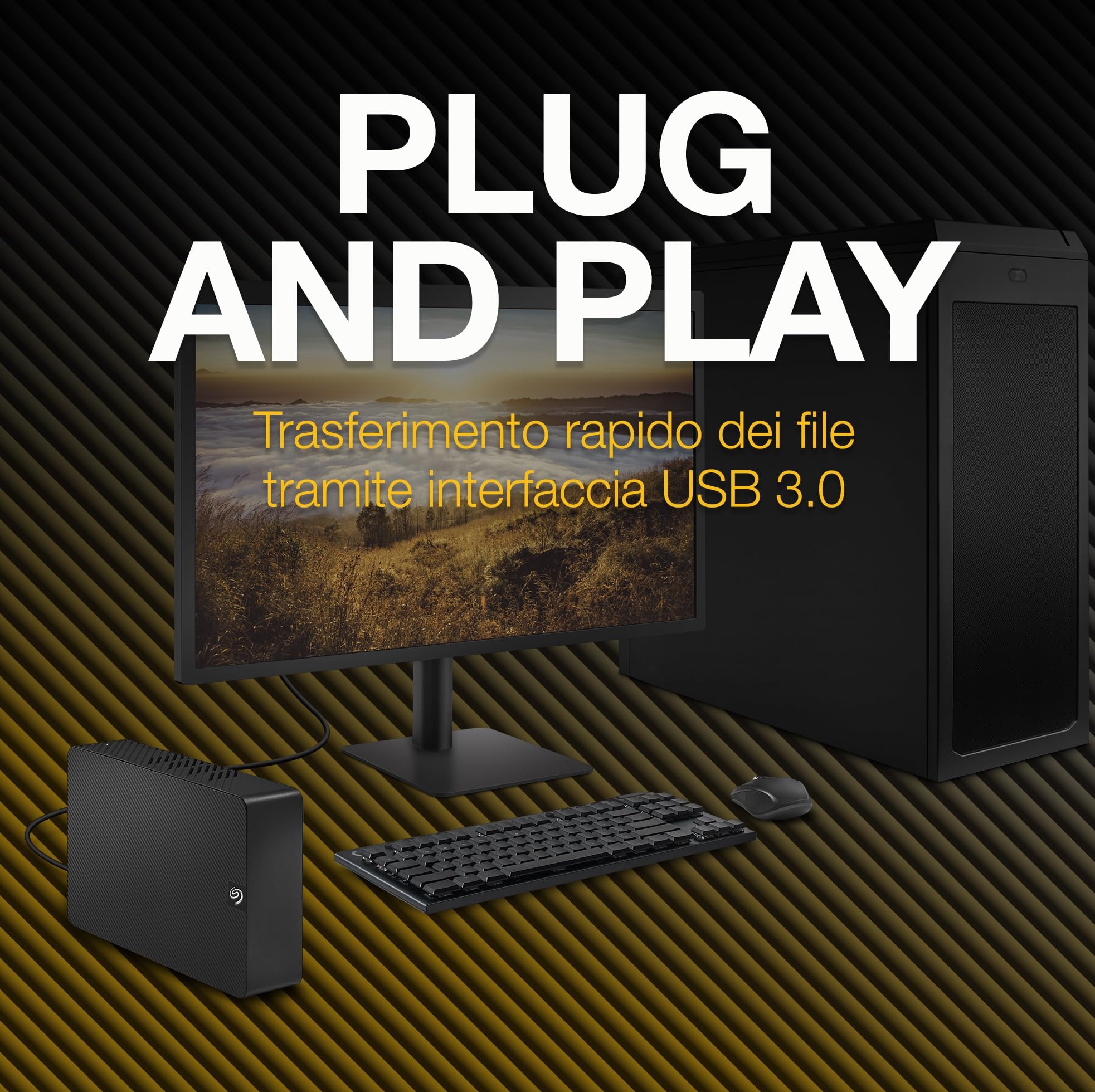 Seagate Expansion Desktop 22TB, Hard disk esterno, 3.5", PC & PC Portatili, USB 3.0, Data Rescue Service (STKP22000400)