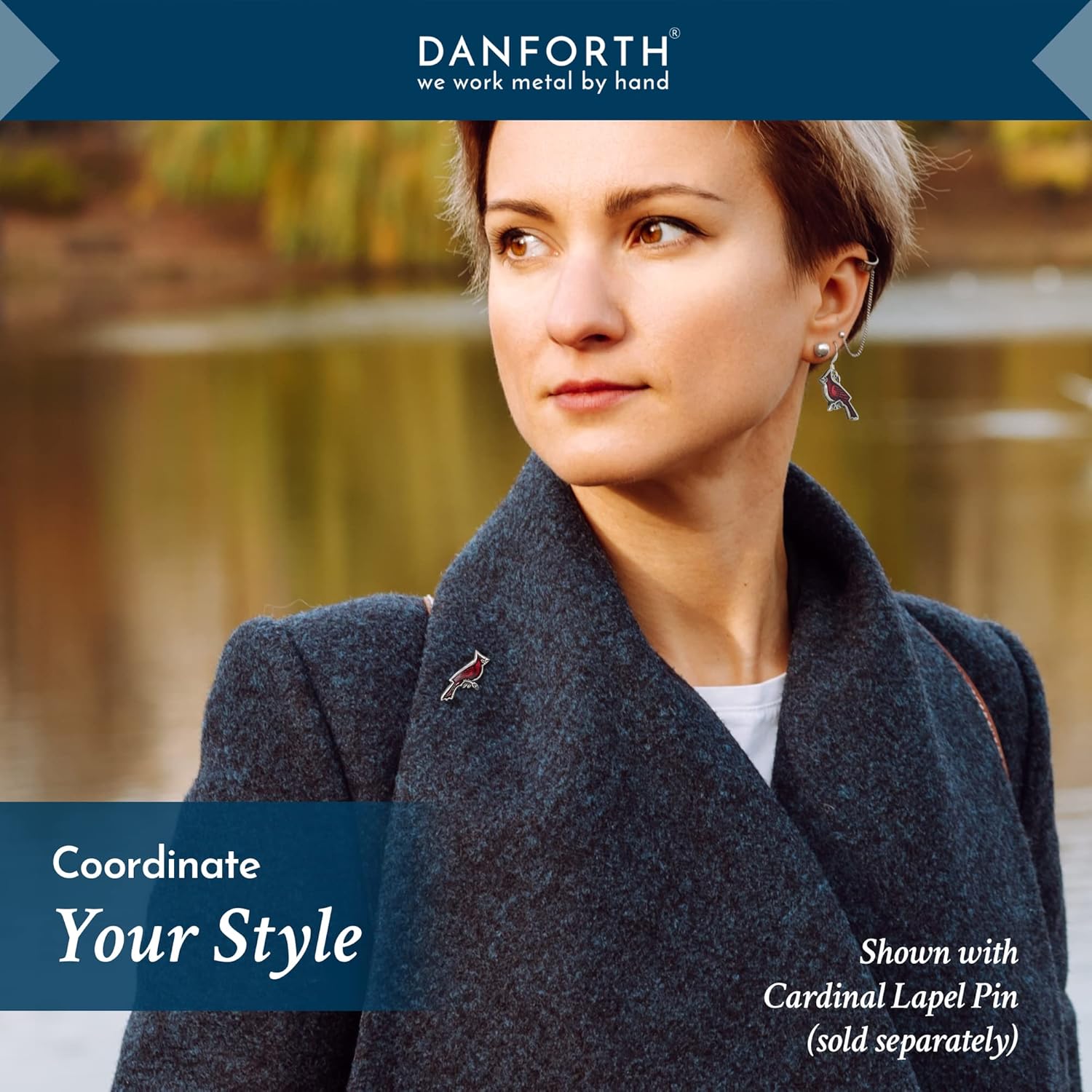 DANFORTH – Red Cardinal Earrings with Surgical Steel Wires – Handcrafted Pewter Bird Earrings – 1” - Made In USA