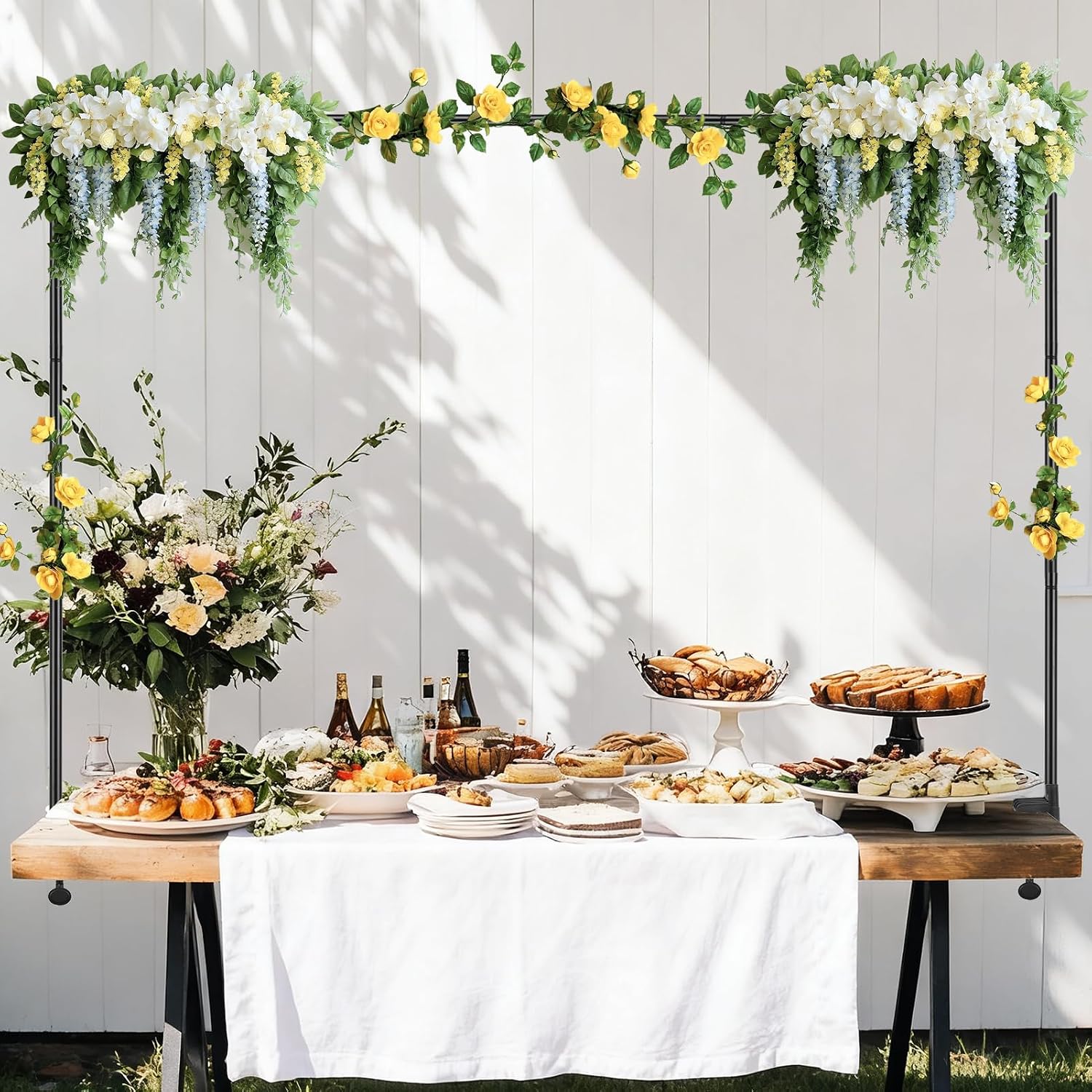 Metal Christmas Table Rod Stand with Clamps Large 47" to 83" Decor Tabletop Hanging Rod with 10 Clips Adjustable Length Christmas Party Table Stands