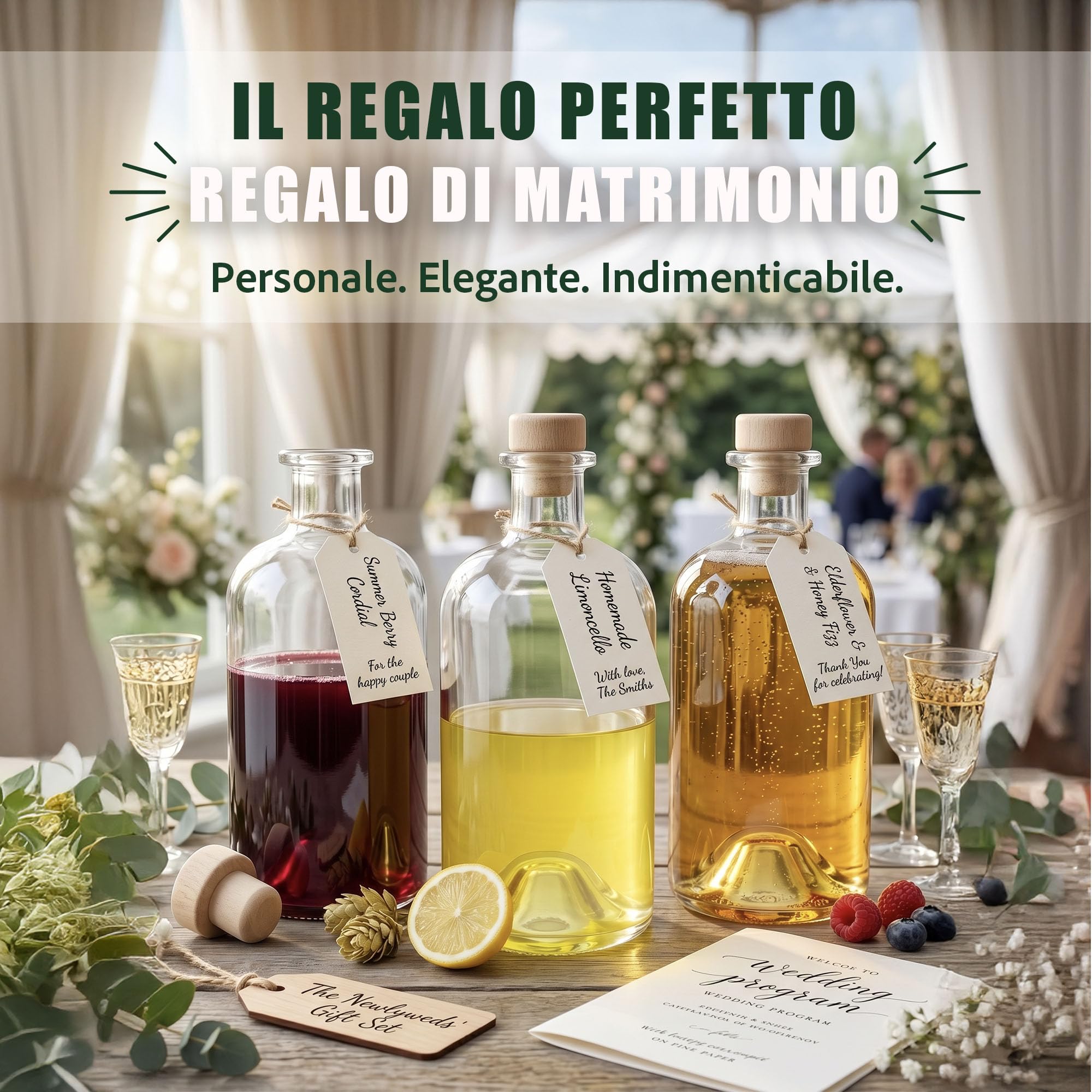 bottiglie di vetro vuote per vino, liquori, aceto, olio o da farmacia (500 ml) 10 pezzi bianco