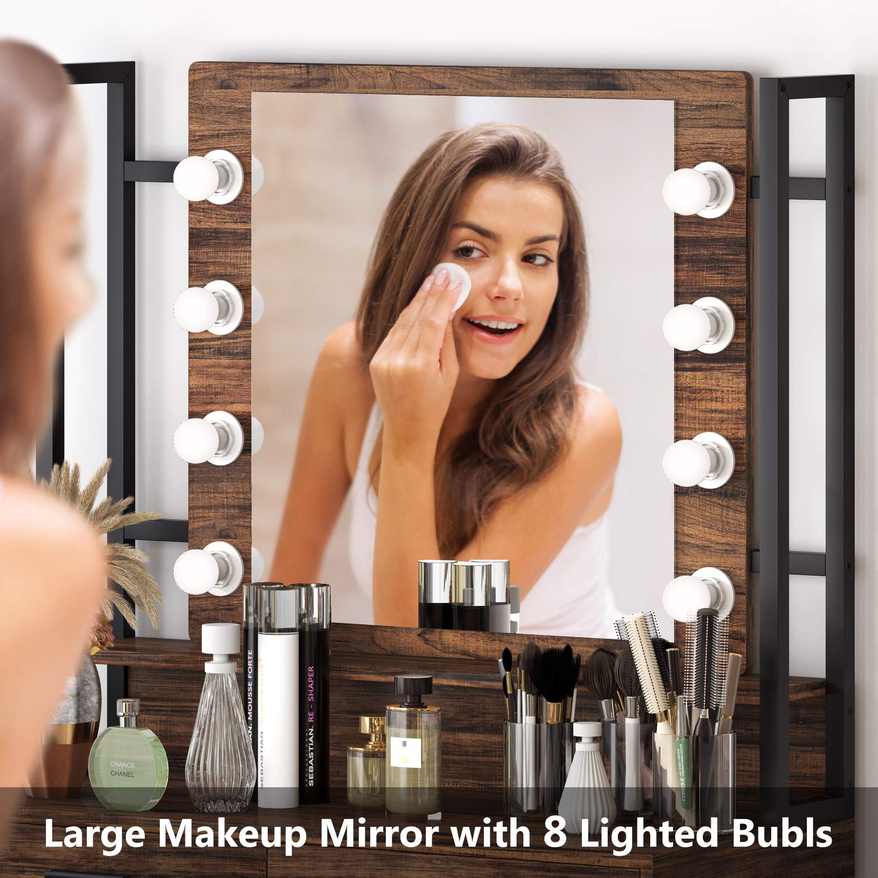 Amazon｜Tribesigns 化粧台テーブル ライト付きミラー付き