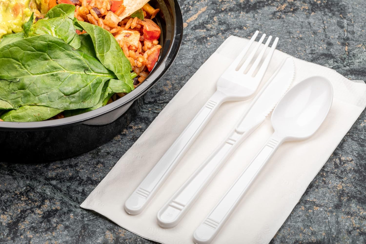 AmerCareRoyal Medium-Heavy Weight Individually Wrapped Disposable Polypropylene Plastic Teaspoons for Restaurants and Catering, White, Pack of 1000