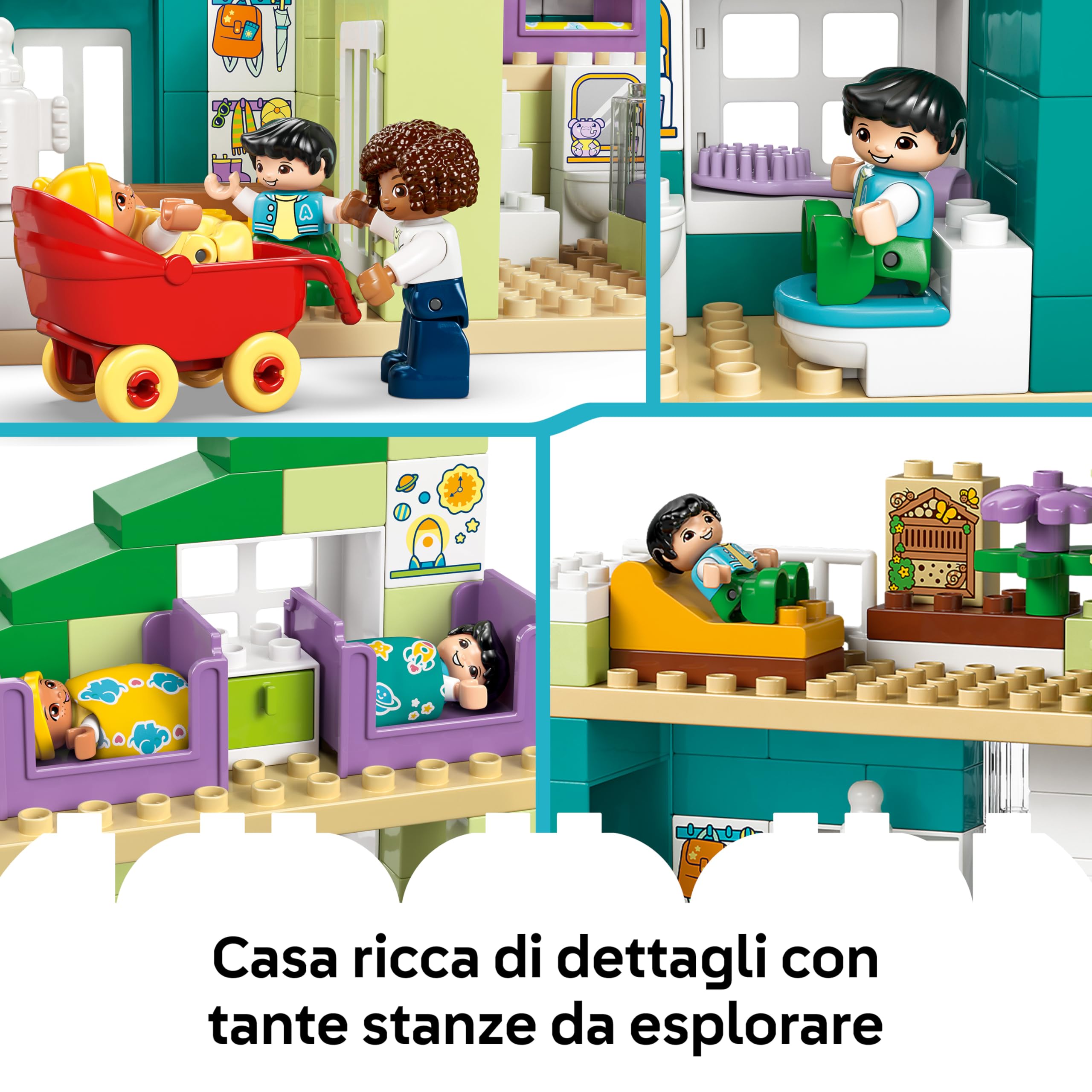 LEGO DUPLO Casa Familiare Moderna 3 in 1 con Personaggi - Giocattolo Didattico per la Motricità Fine - Giochi Montessori con Casa delle Bambole - Regalo per Bambine e Bambini da 2 Anni in su - 10470