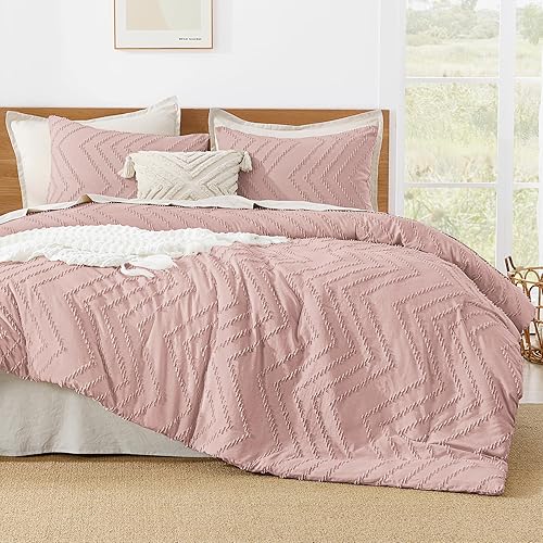 Miniatura 4 de Litanika Juego de edredón rosa tamaño King, juego de ropa de cama y colecciones de 3 piezas para niñas y mujeres, juego de cama para todas las