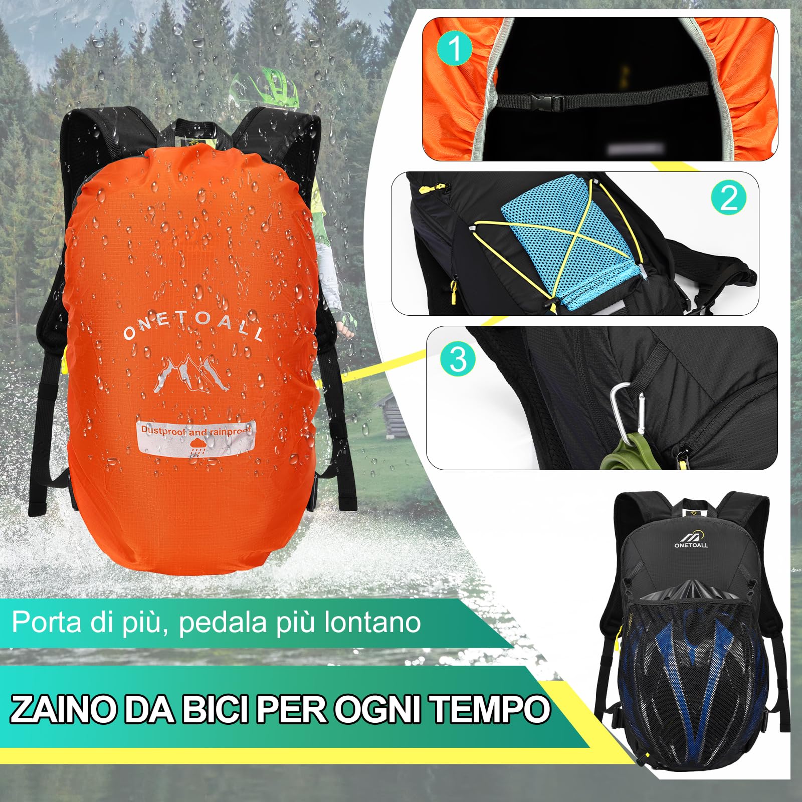 Zaino Antifurto per Bici da Uomo, Zaino da Escursionismo Donna Piccolo 12L, Zaini MTB con Cintura Rimovibile per Ciclismo, Viaggi Giornalieri, Pendolarismo