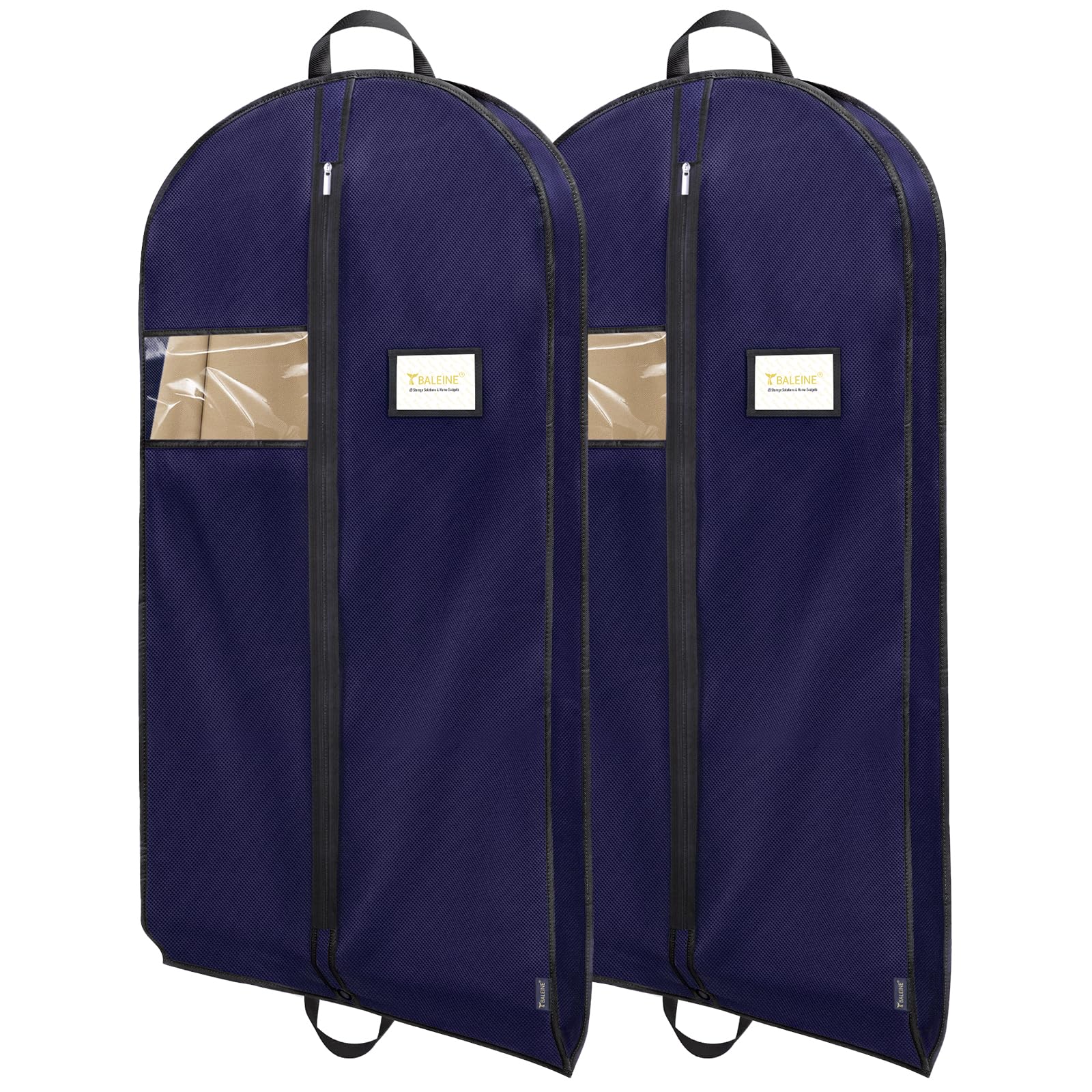 BALEINE 2PK Heavy Duty Garment Bag with Shoe Storage Travel Bag for Dresses, Suit, Coats Travel Essential (43", Blue)