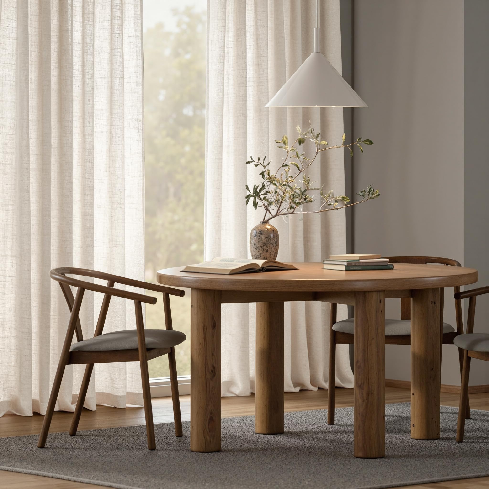 MYSKY HOME Zasłony lniane z oczkami, zasłony o wyglądzie lnu, nowoczesne, półprzezroczyste, do salonu, dekoracyjne, do kuchni, sypialni, naturalny kolor, 140 x 245 cm, zestaw 2 sztuk