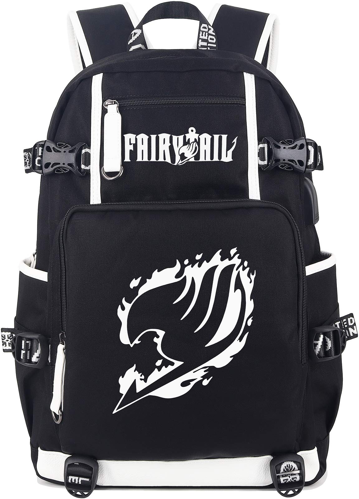 Roffatide Anime Fairy Tail Luminous Backpack Cosplay Book Bag Laptop Backpack with USB Charging Port & Headphone Port