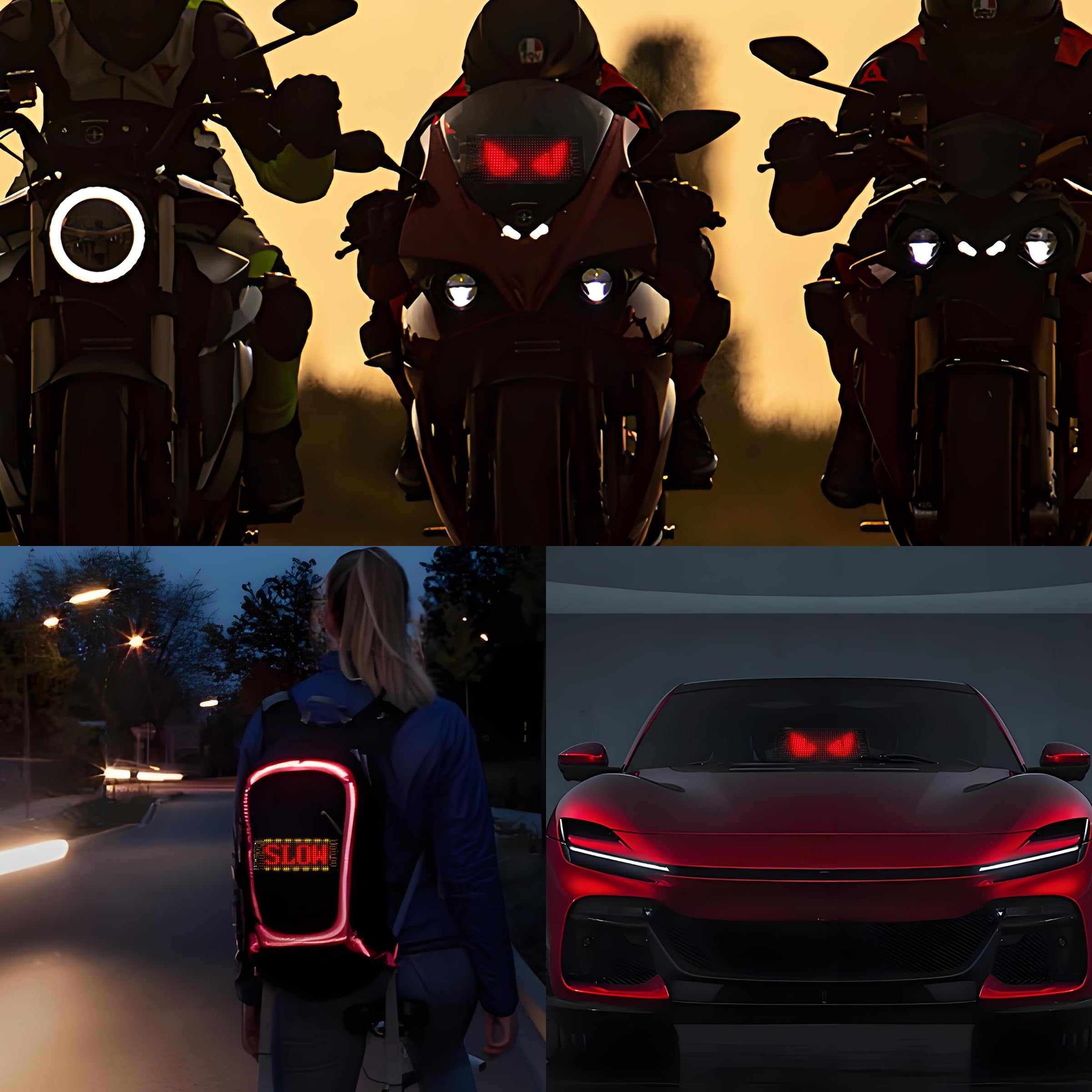 Qeeanmo Mini LED Sign for Car - Devil Eyes Light for Motorcycle, Flexible Programmable 7"x3" LED Matrix Panel for Advertising & DIY Use, App & Remote Control, Plastic, Usb Corded Electric, Black - Image 2 thumbnail