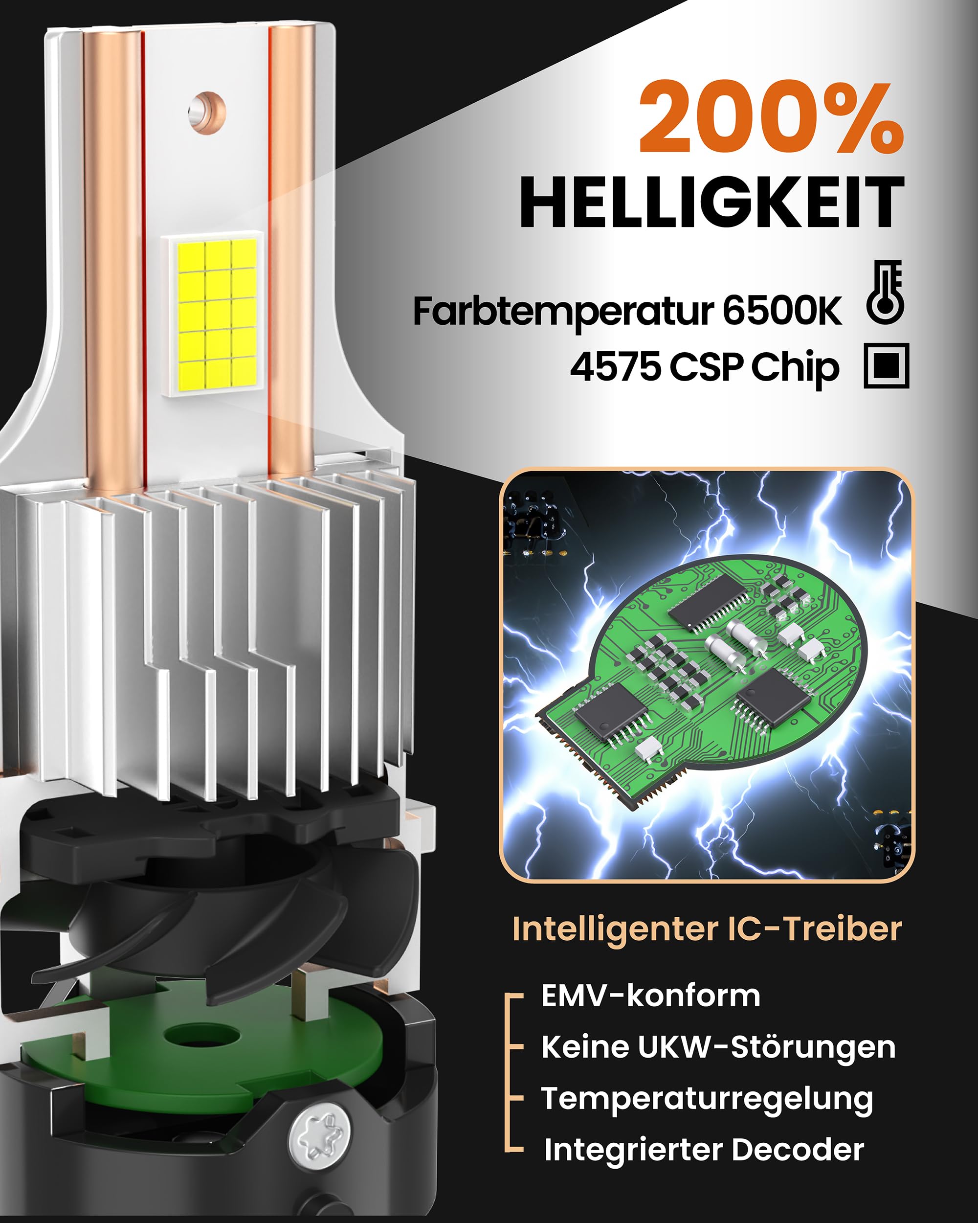 Lampada Stellar – Tecnologia rivoluzionaria, bianco diamante 6500K, +200% di luminosità, sostituzione del bruciatore allo xeno con garanzia di 2 anni, D2S, 1 paio