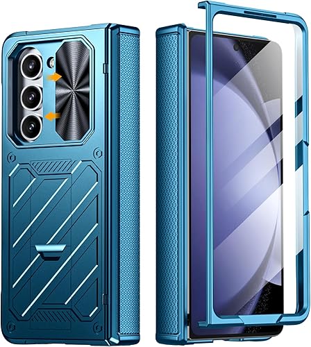 BSNRM Funda para Samsung Galaxy Z Fold 5 con protección de bisagra, cubierta deslizante para lente de cámara, protector de pantalla y soporte de