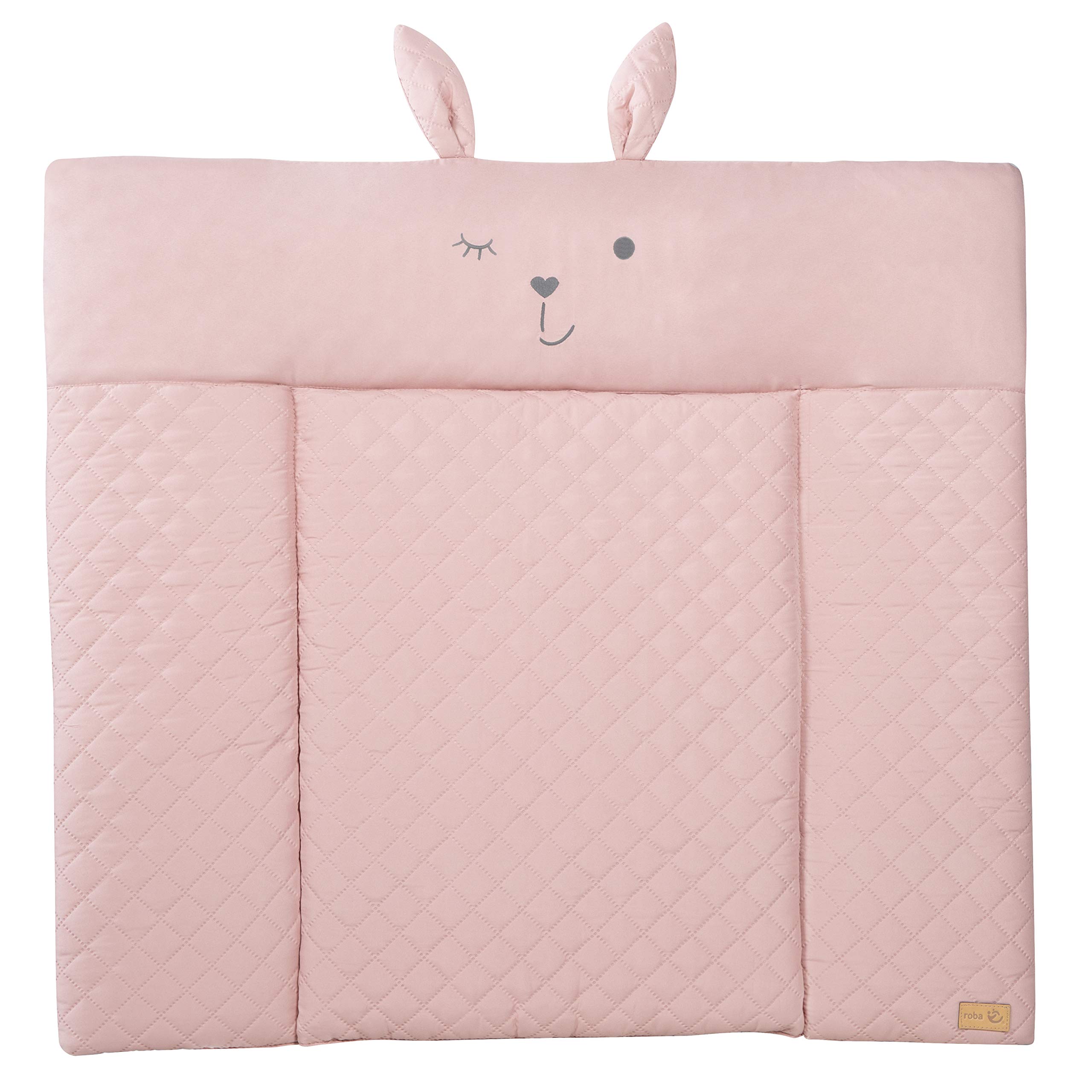 roba Wickelauflage soft roba Style - 85 x 75 cm - Wickeltischauflage abwaschbar - Baby Wickelunterlage mit Hasen Motiv - Lil Cutie Lily - Rosa