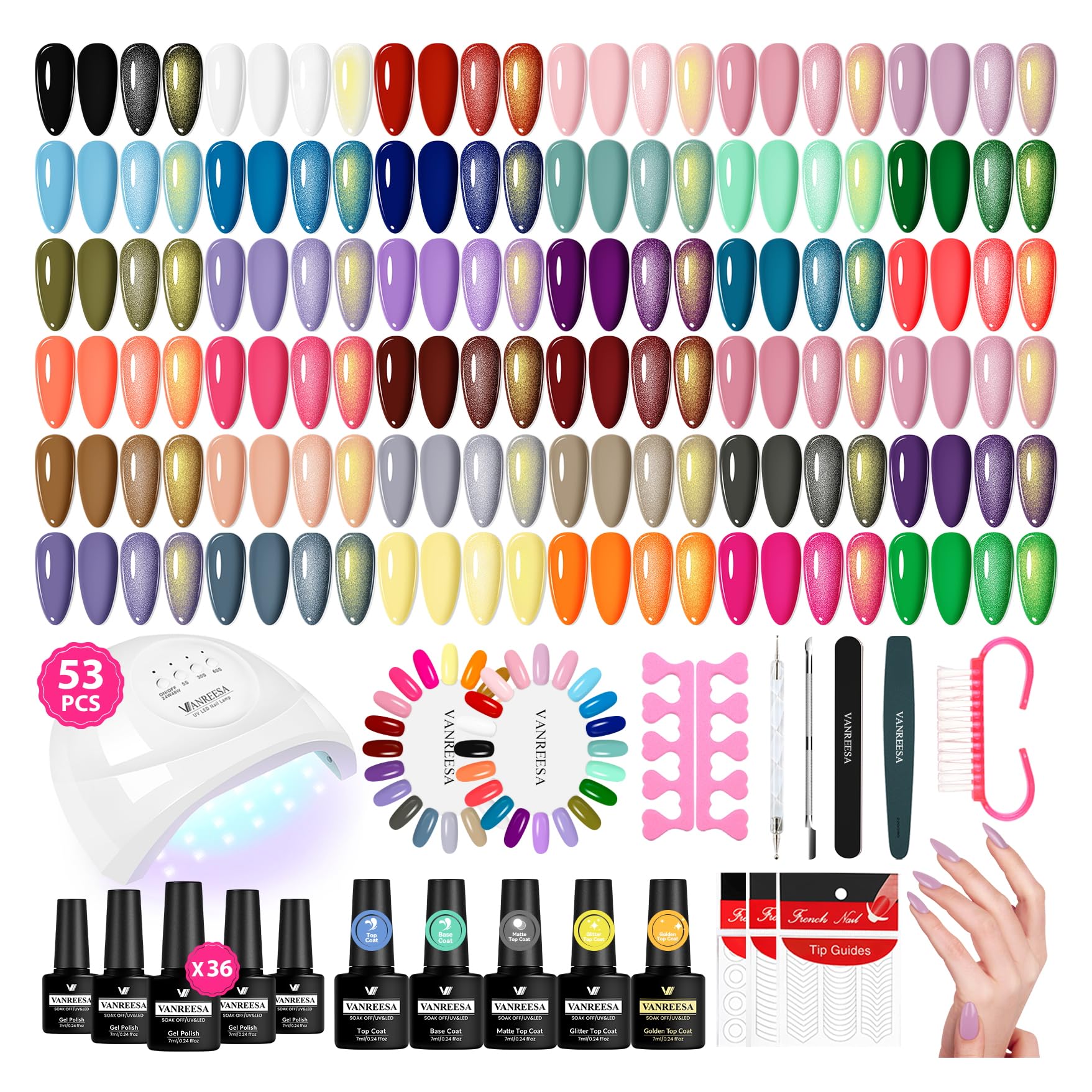 Amazon.com : VANREESA Gel Nail Polish Kit with U V Light 53 Pcs
