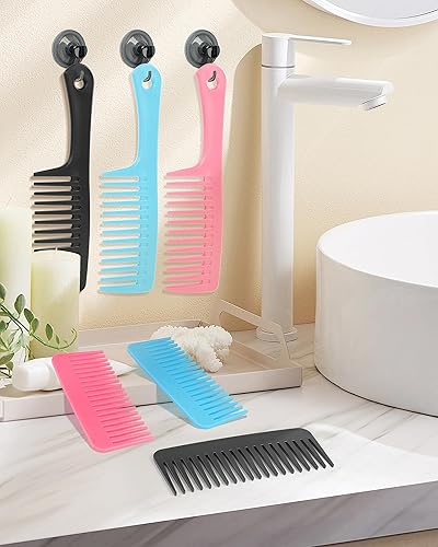 Miniatura 6 de Peine de dientes anchos, 6 peines grandes para desenredar, cepillo de pelo para peinar, desenredar el cabello rizado, cabello largo, cabello mojado..